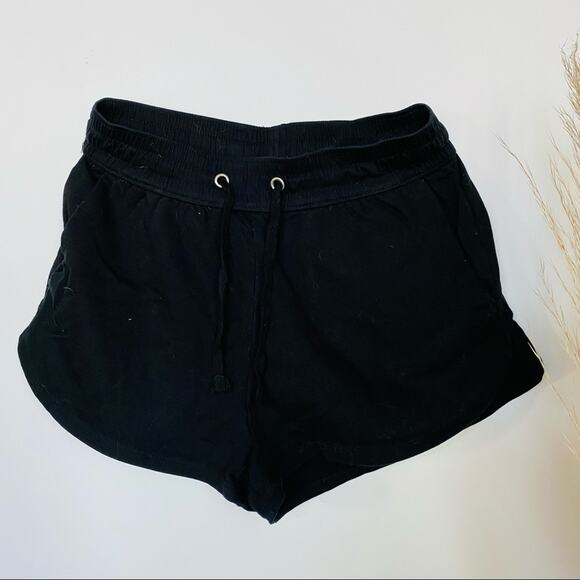 VINTAGE 90s Y2K Black Mini Athletic Lounge Shorts Drawstring Tie Elastic Waist S - Picture 5 of 7